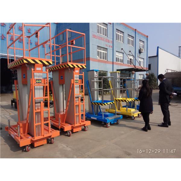8m Double Mast Mobile Hydraulic Work Platform Lift Extensible Boom Platforms Orange