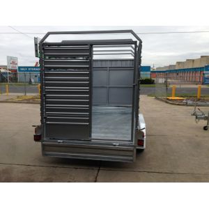 Double Axle Cattle Crate Trailer With An Extra Wheel / Hydraulic Brake Drum