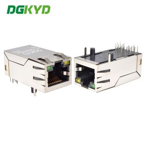 Cheap RJ45 Network Port Connector, Gigabit Integrated Transformer With Light And Spring Clip, Connector DGKYD411Q008DB2A1D for sale