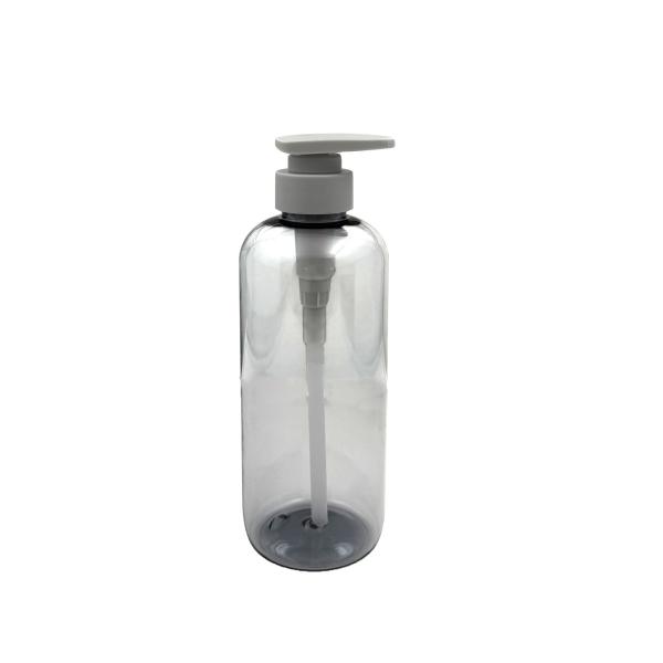 Quality Thick Walled 500ml Gray Transparent PET Material Flat Press Pump Plastic Bottle For Shower Gel wholesale