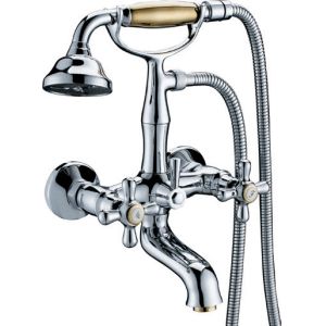 China Classic Wall Mounted Bathtub Mixer Taps / Hot Cold Two Handle Brass Faucet on sale