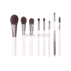 China Antibacterial Treated Synthetic Makeup Brushes White Handle Handmade on sale