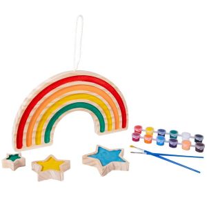 Wooden Rainbow Five Pointed Star Baby Developmental Toys Wall Hanging Graffiti