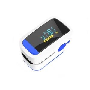 Blue And White Finger Clip Pulse Oximeter Fast Measurement Four Color OLED