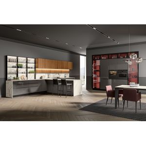 Modern Style Lacquer Kitchen Cabinets Customized With Wine Case