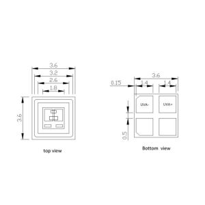 Long life span UVA Led 395-405nm 150-200mW UV LED Chip for LED plant Growing