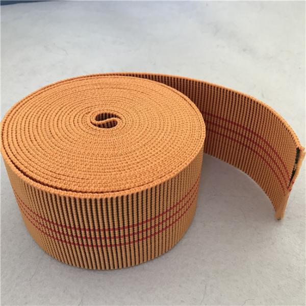 Quality 60mm Orange Color Outdoor Furniture Webbing 20%-30% Elongation With 3 Red Lines wholesale
