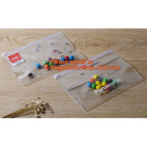 Custom pvc slider bag for cosmetics, Custom pvc slider bag for stationery, A4 clear plastic pp document carrying file fo