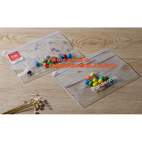 Custom pvc slider bag for cosmetics, Custom pvc slider bag for stationery, A4