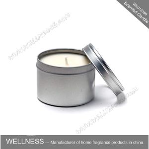 Really Good Smelling Scented Tin Candles With Round And Top Printing Sticker