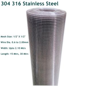 China Stainless Steel 304 316 Grade Welded Wire Mesh 12x12mm Hole Mesh 1/2X1/2 on sale