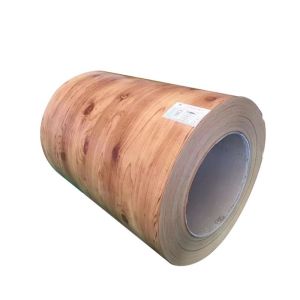 China Wood Grain Printing Color Coated Steel Coil ASTM A755 EN 10346 on sale