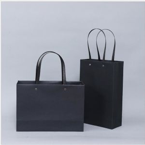 Customized Logo Black Luxury Shopping Gift Paper Bag With Handle with Flexo