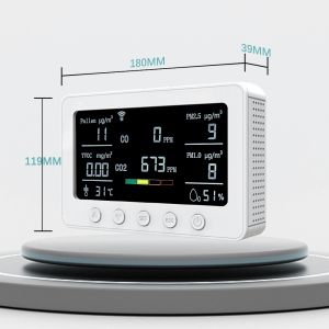 PT02 Plus Smart Indoor Air Quality Monitor - 8-in-1 (Pollen/CO/CO2/PM) Wi-Fi Tuya APP RS485 Data Export, IoT Controller for Home & Office