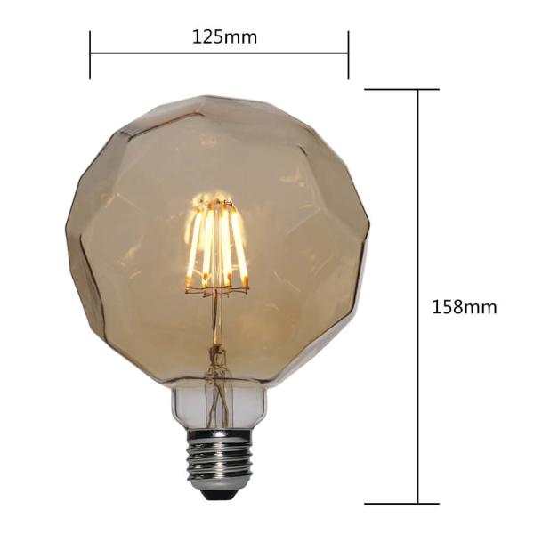 IP20 125mm Vintage E27 8W LED Filament Bulb Dimmable