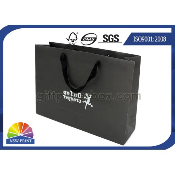Durable Black Matte Cotton Handle Custom Paper Shopping Bags for Clothing