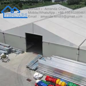 China Customized Size Water Proof Aluminum Structure Warehouse Tent Industrial Canvas Storage Tent on sale
