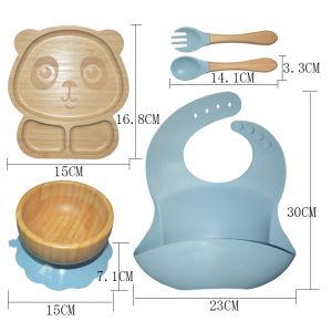 BPA Free Silicone Baby Feeding Set Divided Suction Bamboo Silicon Baby Plate MHC
