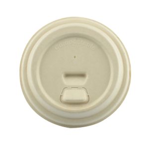 Sugarcane Fiber Pulp 80mm 90mm Paper Lids For 8oz 12oz 16oz 32oz Beverage Cups