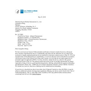 Shenzhen Pacom Medical Instruments Co., Ltd Certifications