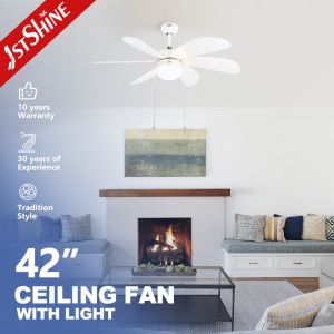 Metal Lamp Body 42 Inch Ceiling Fan with Built-in Light and Modern Design Style