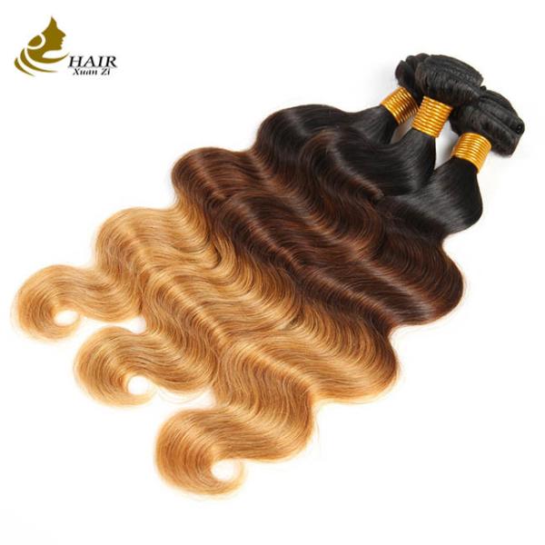 Quality 1B 4 27 Curly Ombre Virgin Hair Body Wave Extensions With Closure wholesale