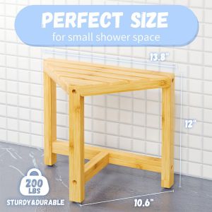 Small Bamboo Shower Step Stool for Corner Shaving Legs Customized Designs CE