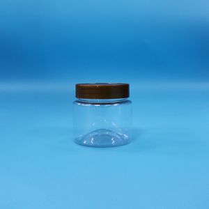 China Cheap Small Candy Cookie transparent PET Round Plastic Jars Food Grade Screw Lids on sale