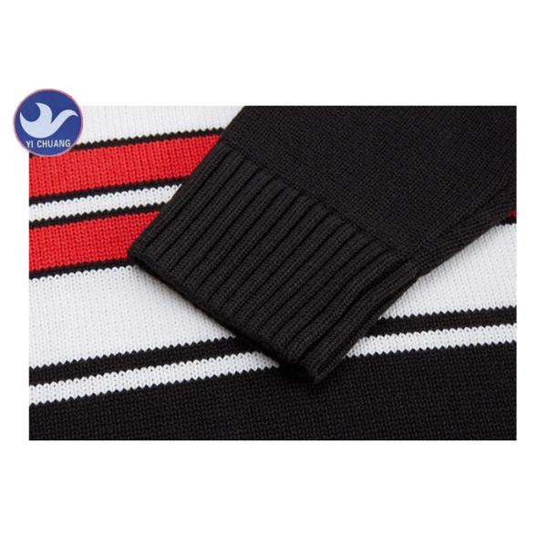Contrast Color Stripes Men'S Knit Pullover Sweater Anti - Shrink Young Boy Apparel