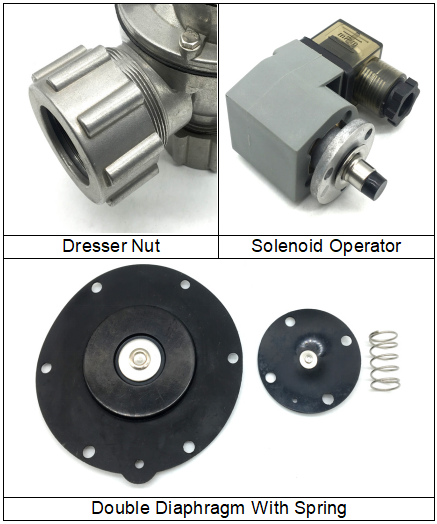 CA45DD Double Dresser Nut Dust Collector Valv GOYEN1 1/2" CA45DD Goyen Replacement Diaphragm Valve AC220V
