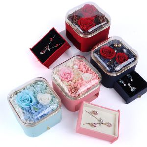 Cheap Customized Size Flower Drawer Jewelry Box Rose Design For Valentine'S Day Gift for sale