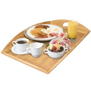 High Quality Bamboo Angular Sides Butler Serving Tray With Handles Bamboo