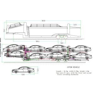 Compact Design 2 Axle Car Carrier Trailer with Fuwa/BPW Axle and High Qualit