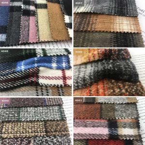 Multicolor Yarn Dyed 850gsm Check Tweed Wool Fabric Polyester Coating Fabric
