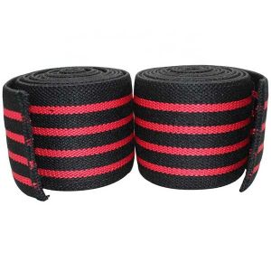 Polyester Red Blue Brace Compression Sleeve Adjustable Elastic Knee Wrap