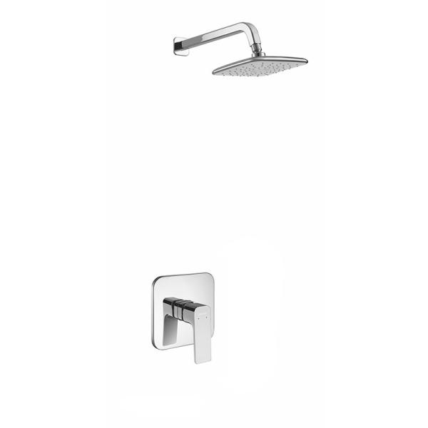 Chrome Head Shower Modern Square Built-in Shower Set Wall-mounted Bath Rainfall