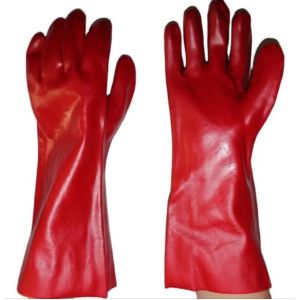 30cm 40cm Double Dipped PVC Gloves Long Sleeve Red PVC Coated Gloves For