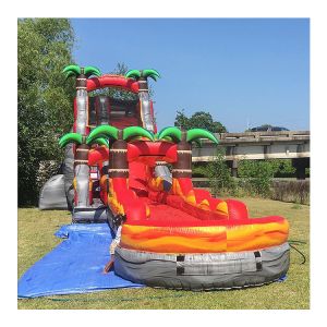 Inflatable Giant Water Slides With Swimming Pool Big Tropical Inflatable Water