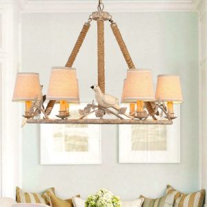 Rustic wood and iron Birds chandelier for cottage home lighting (WH-CI-87)