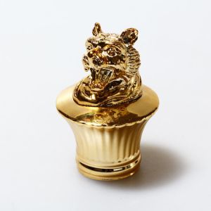 China Custom Made Zinc Alloy Lion Head Perfume Cap Surface Plating Process on sale