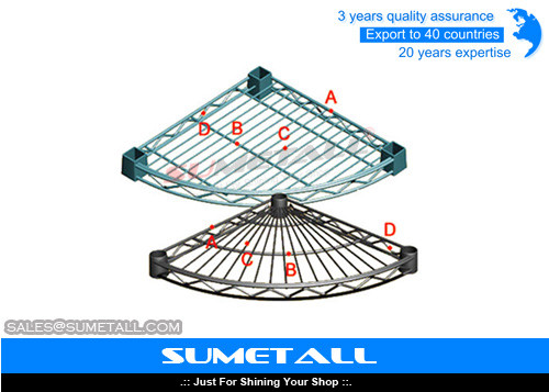 Quality Custom Radius Corner Metal Wire Shelving Rack For Bathroom D18" And D24" wholesale
