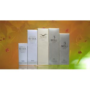 China 4 Colors Printing Hot Foil Stamping White Paperboard Cosmetic Packaging Boxes on sale