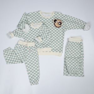 French Terry Pullover Sweat Shirt 230gsm Children'S Play Set With Checkered