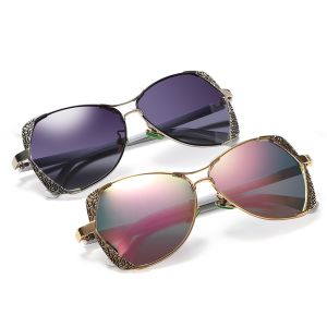 Retro Engraving 143MM Metal Frame Custom Polarized Sunglasses UV400