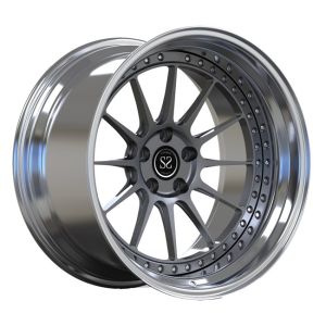 China Polish Stepped Lips Custom Rims Wheels 20inch For Audi S3 2 Piece Grey Spokes on sale