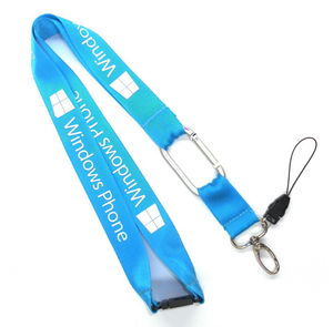 NL-6 Durable Blue Nylon Mobile Phone Neck Strap Lanyards With Carabiner Hook