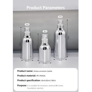 Electroplating Aluminum Acrylic Airless Pump Bottles 30ml 50ml 100ml