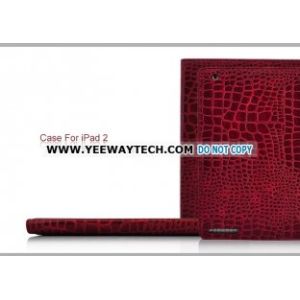 Cheap Crocodile Skin iPad 2 Leather Hard Case - Red for sale