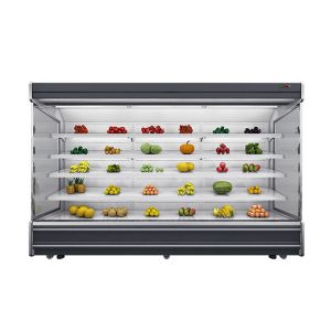 4 Shelves Drinks Display Open Chiller With Night Curtain And LED Illumination