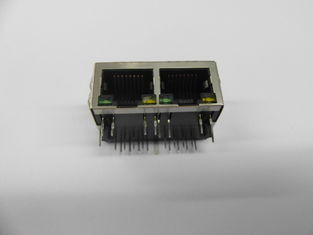 Shield Tab Up 2 Port RJ45 PCB Connector Without Transformer For Surveillance